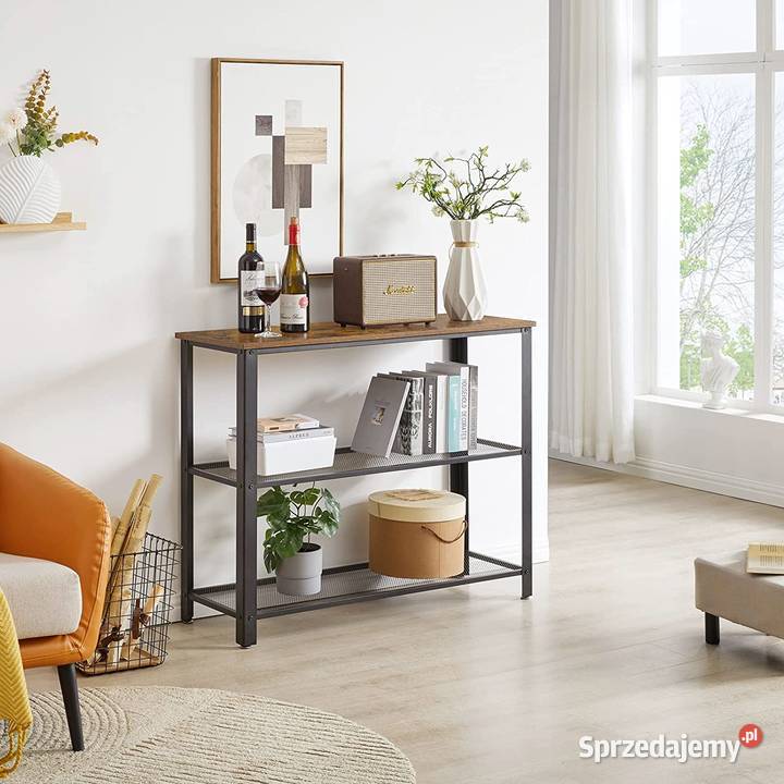 stolik boczny konsola vintage 2 półki metalowe 100cm sprzedam