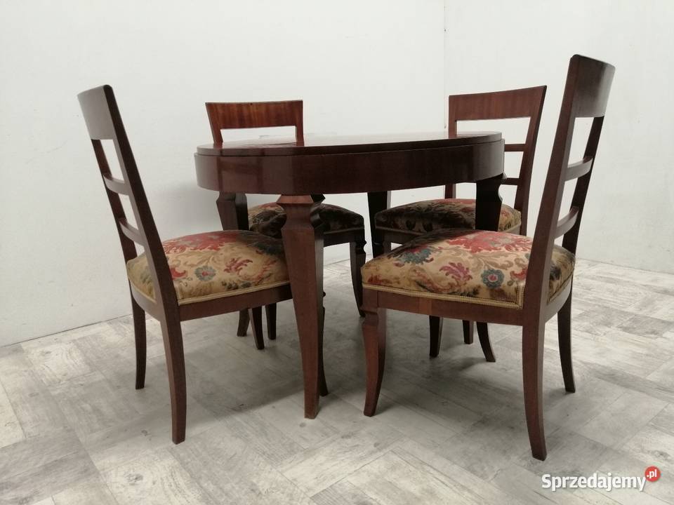 komplet do salonu stół i krzesła ława art deco Radomsko