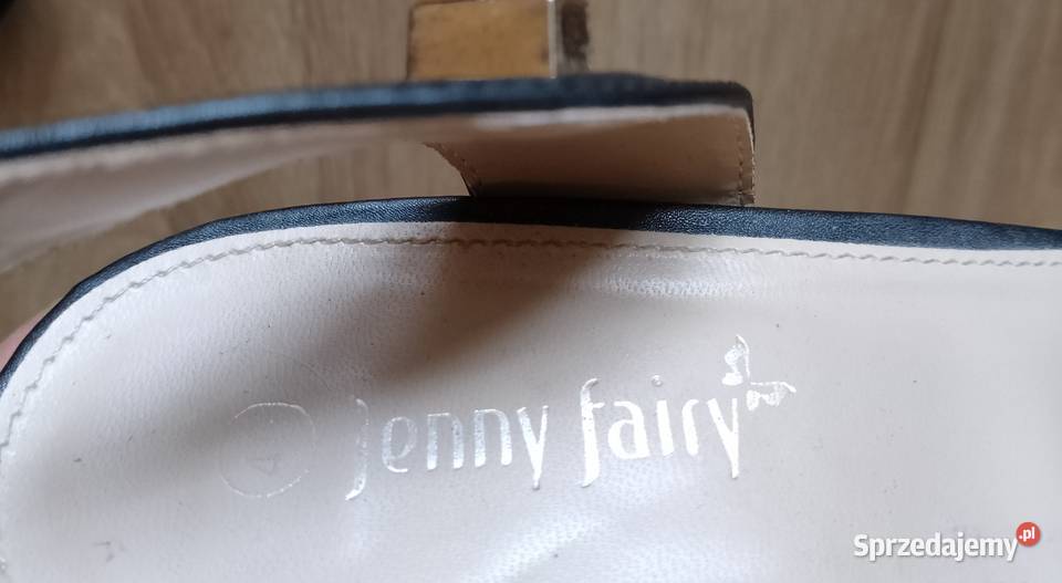 SANDAŁY czarne na obcasie sandałki na słupku Złotniki