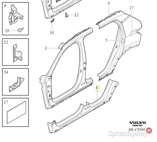 VOLVO EX40 XC40 prawy prog poszycie progu Bielany Wrocławskie
