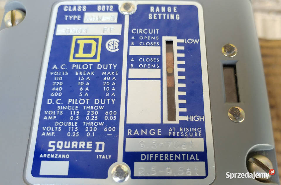 SQUARED 9012 ADW 3 wysokociśnieniowy przełącznik Pozostałe Poznań