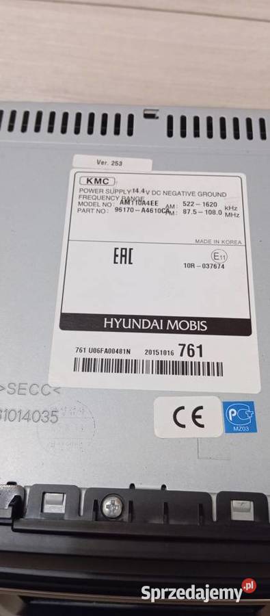 Kia CARENS IV radio samochodowe 96170A4610CA Rok produkcji 2017