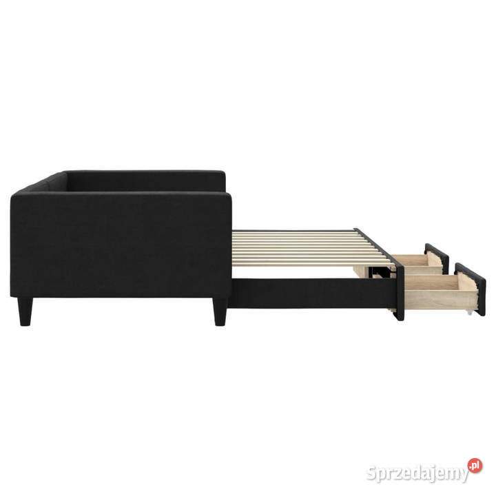 Sofa rozsuwana z szufladami czarna tkanina Warszawa