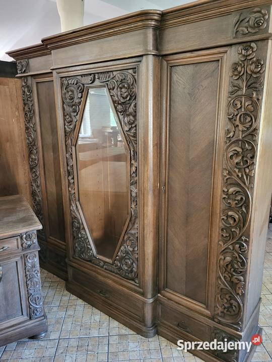 Piękny zestaw gabinetowy antyczny biblioteka