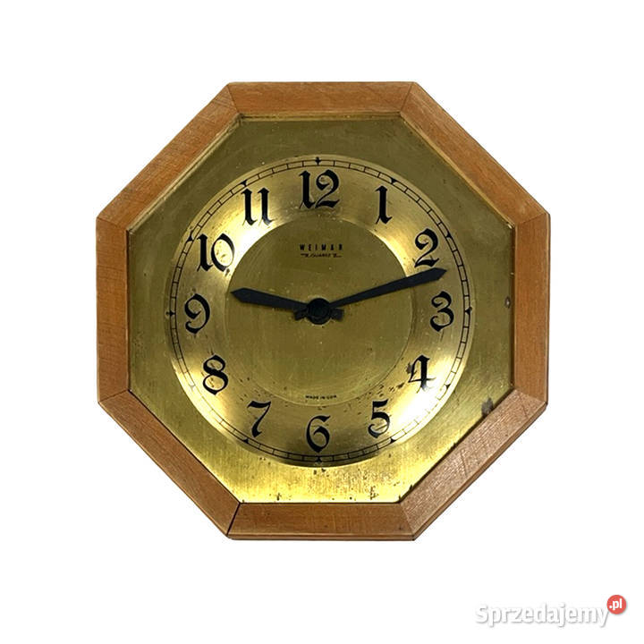 Zegar ścienny Weimar Ośmiokątny Mosiądz i Drewno ścienny