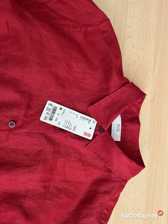 Koszula lniana czerwona UNIQLO M pomorskie Gdańsk