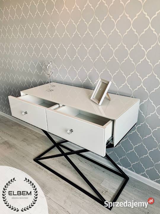 Biała szklana konsola Glamour Rzeszów