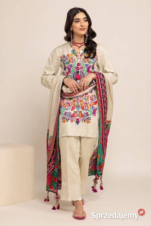 Duża chusta szal dupatta kwiaty folk bawełna zachodniopomorskie Szczecin sprzedam