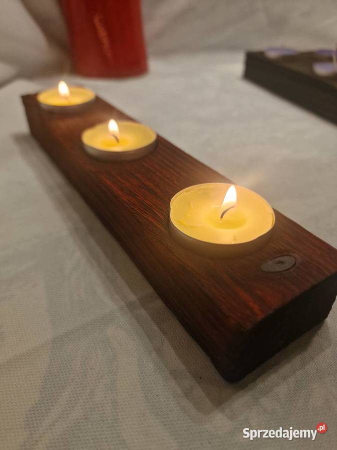 Świecznik świerkowy opalany Shou Sugi Ban Sępopol sprzedam