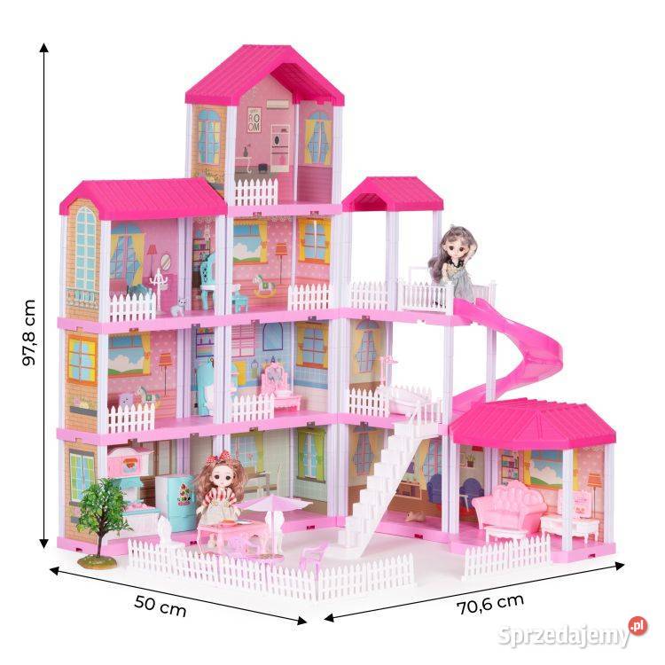 Duży domek lalek z ogrodem meble lalki LED podlaskie