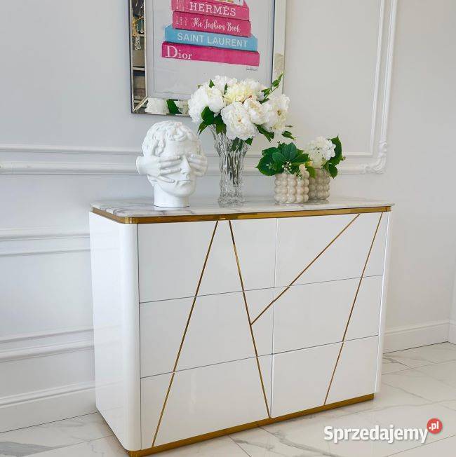 Komoda AVENUE Glamour 120 BiałoZłota Wysoki Warszawa