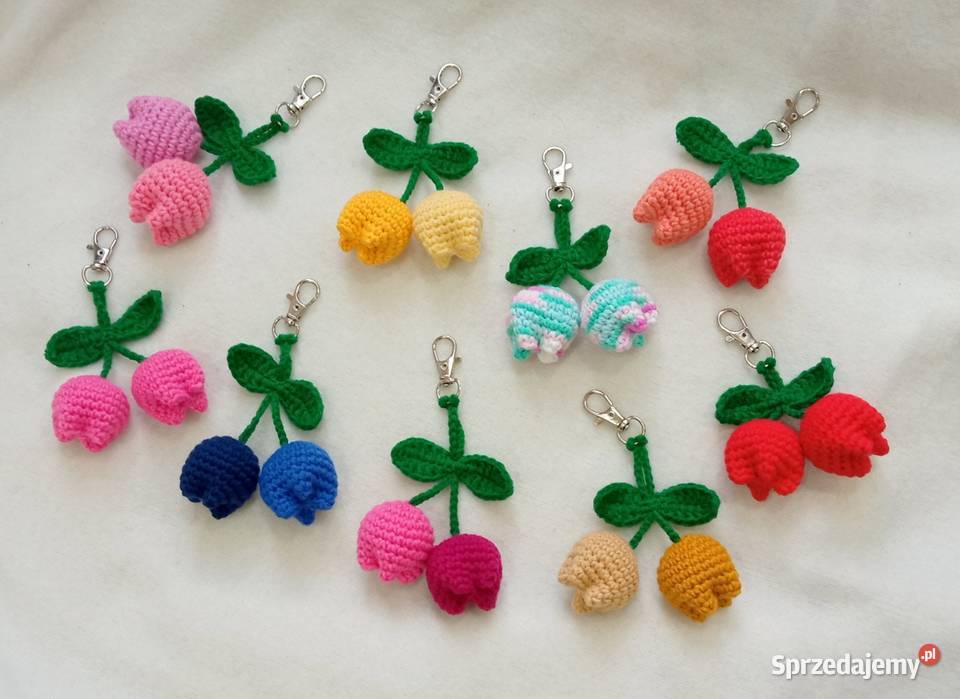 Tulipany wykonane na szydełku breloki Rękodzieło Łask