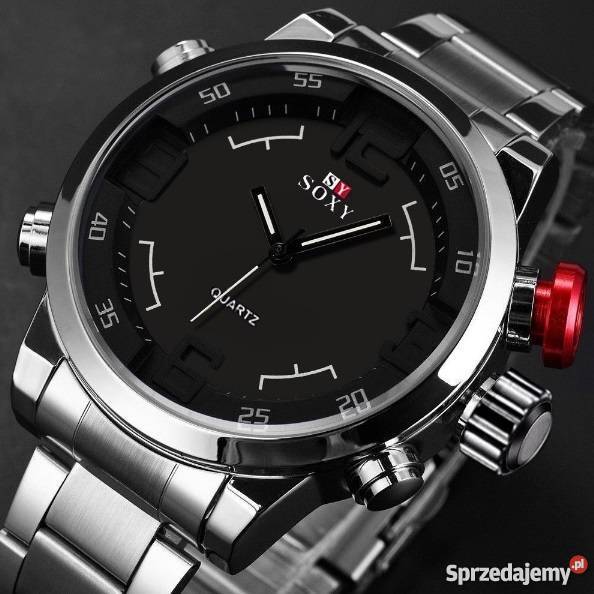 ZEGAREK Męski SOXY Solidna BRANSOLETA Duży Dodatki Dodatki