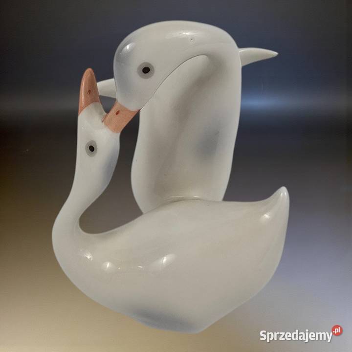 Wyprzedaż Para gęsi porcelana Hollohaza Węgry Bronisze