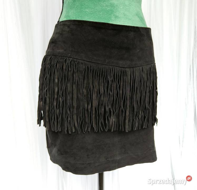 Skórzana spódnica mini Mango 36 S skóra zamsz Szczecin