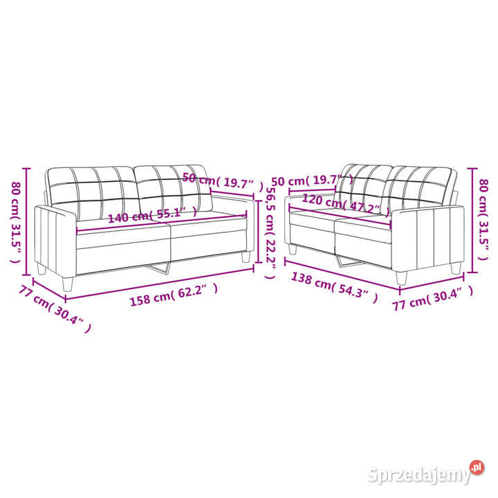 2osobowa sofa z poduszkami cappuccino sztuczna Warszawa