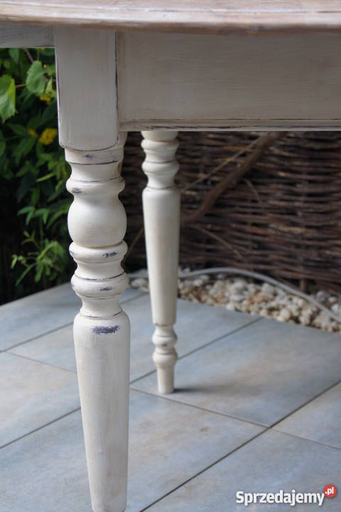 Stol okragly shabby chic bielony rozkaldany 120cm Golub-Dobrzyń sprzedam