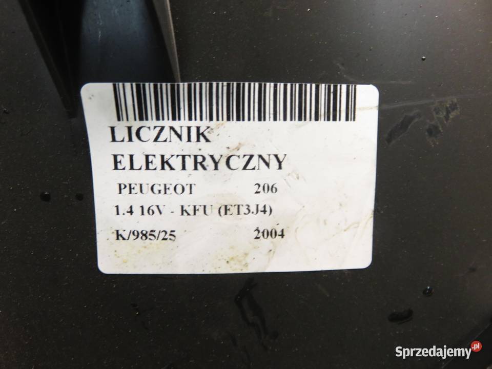 LICZNIK PEUGEOT 206 14 16V KFU 9655976380 osobowe