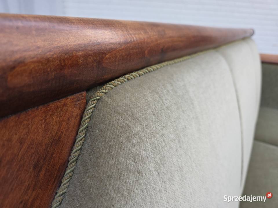 Duńska sofa lata 30 XX w welur drewno jesionowe wielkopolskie Poznań