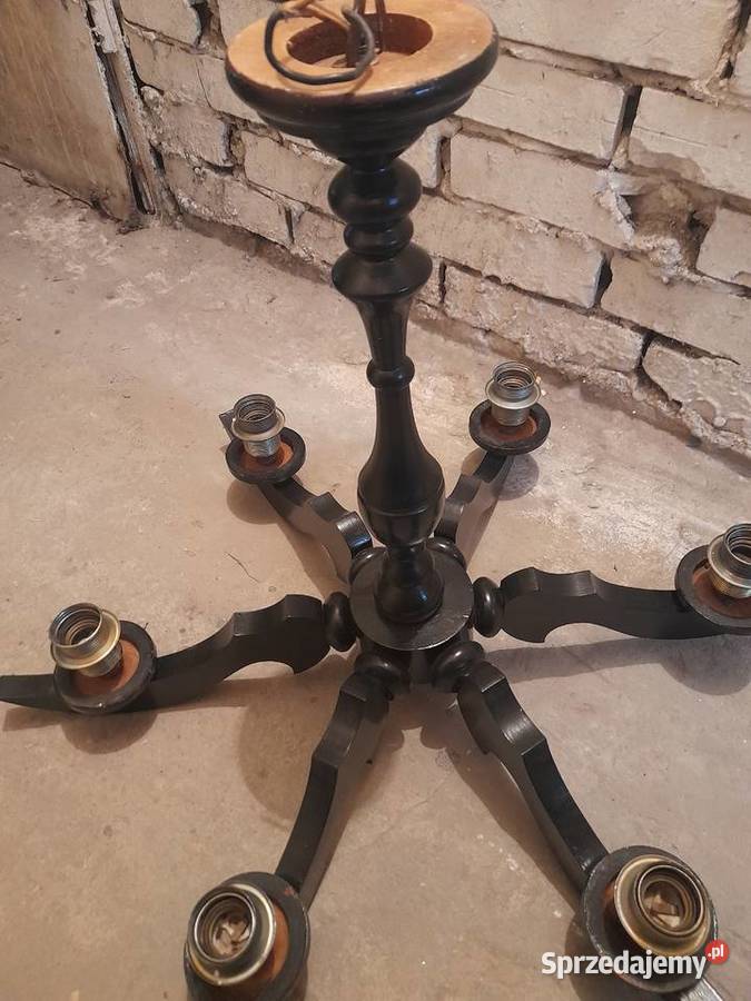 Zyrandol sześcioramienny Drewniany śląskie Sosnowiec