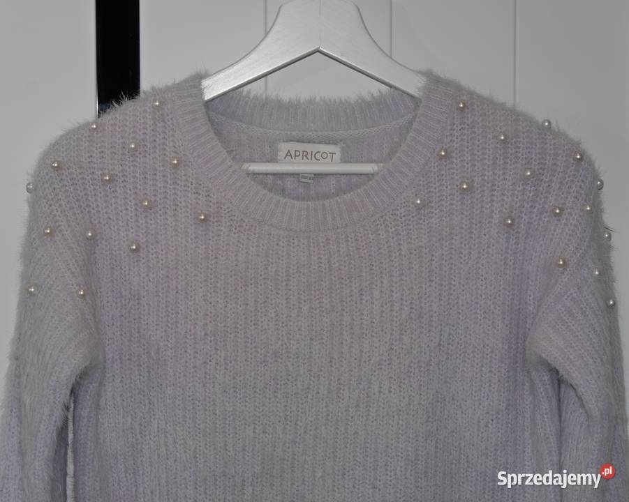 Apricot śliczny sweterek perełki 34 XS fioletowy Moda i Styl Wrocław