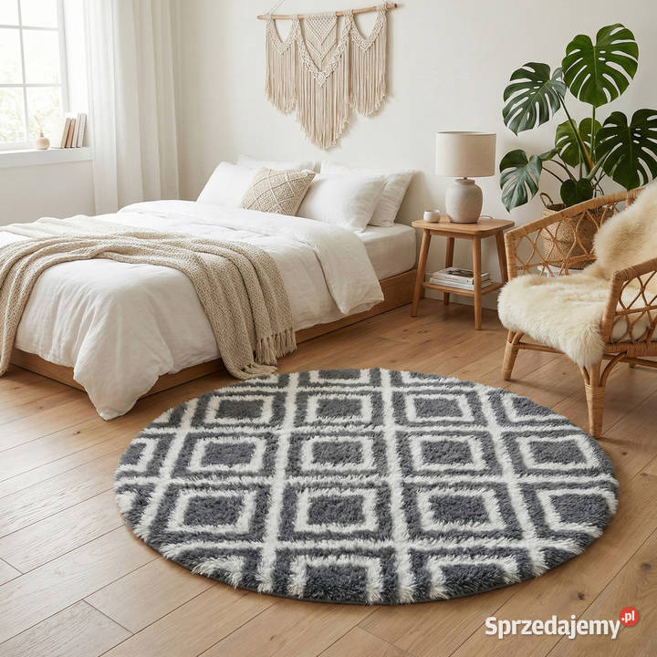 Dywan okrągły do salonu shaggy DECOR