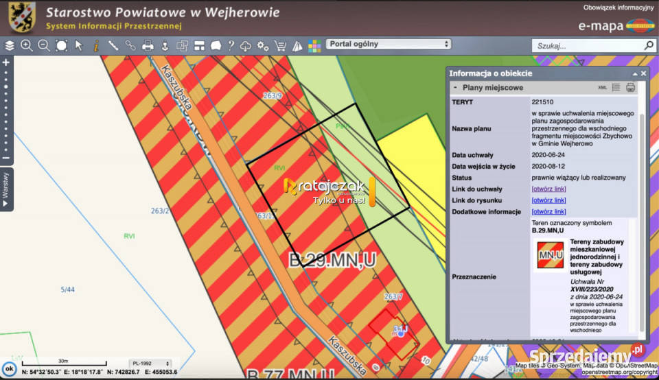 sprzedaży gruntu Zbychowo Kaszubska 1911m2 sprzedam