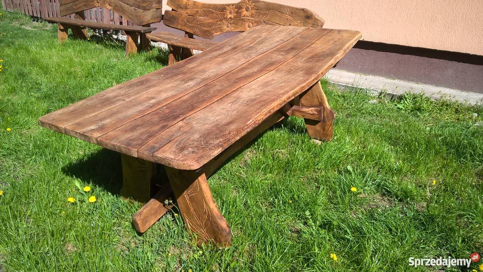 Sprzedam komplet ogrodowy dębowy rzeźbiony kujawsko-pomorskie Lipno