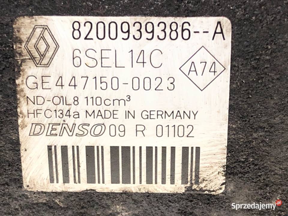 SPRĘŻARKA KLIMATYZACJI RENAULT MEGANE III osobowe Kompresory klimatyzacji Klimatyzacja