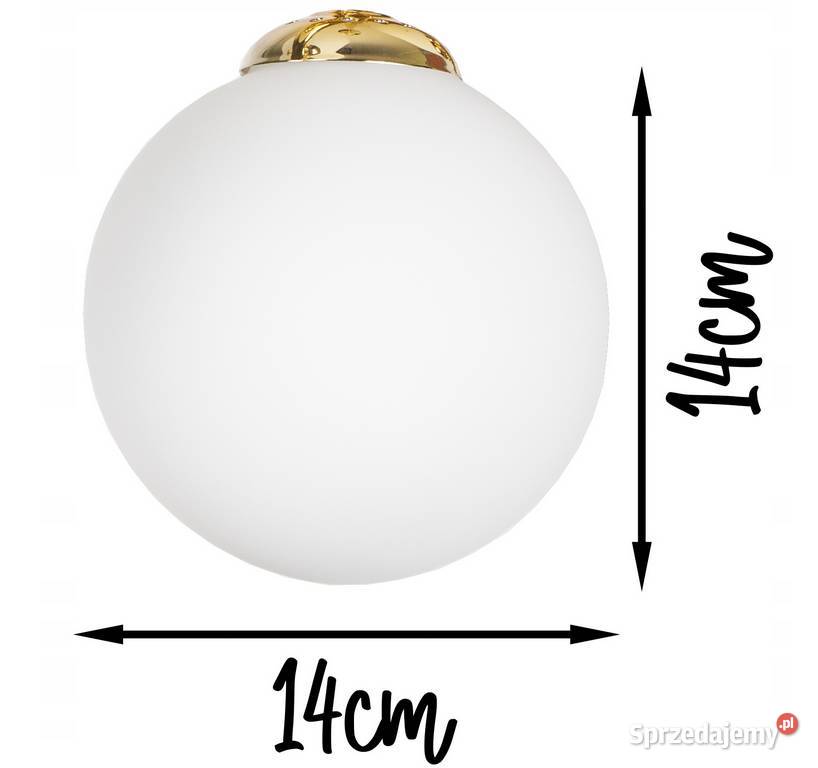 LAMPA SUFITOWA WISZĄCA BIAŁA KULA MLECZNA Złota