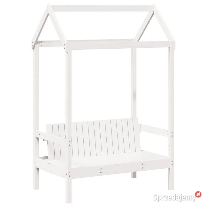 Łóżko dzienne z ławką i daszkiem lite drewno 76cm