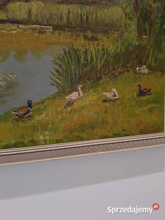 Obraz olejny na płótnie Wiejski staw Lipno