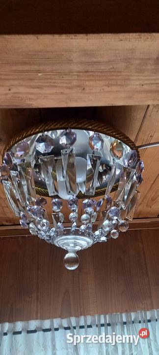 Mały plafon z kryształami mosiężna rama