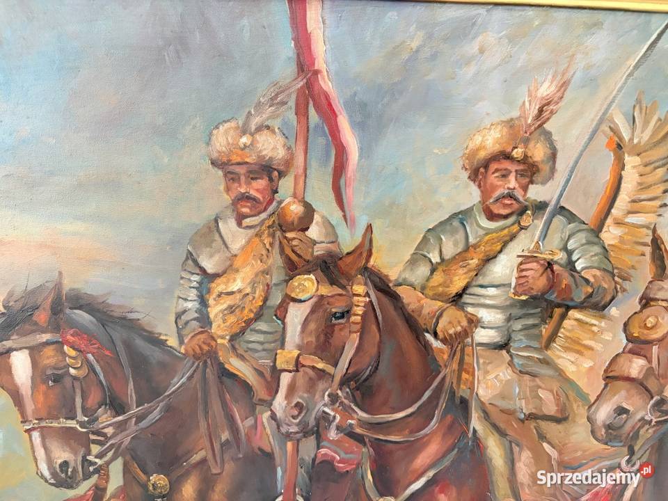Wojciech Kossak HUSARIA POLSKA Obraz Olejny Obrazki i obrazy małopolskie Kraków sprzedam