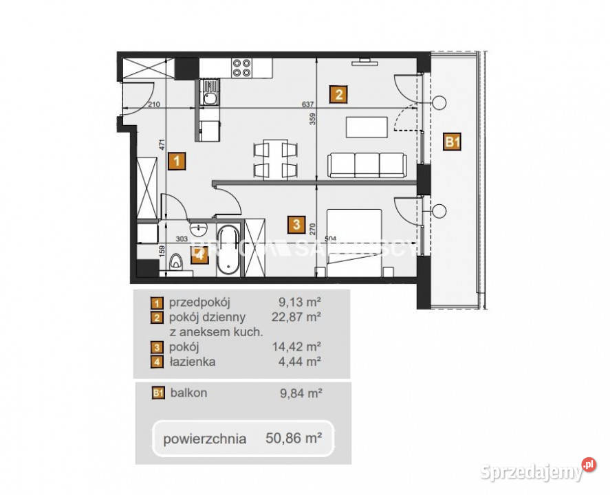 sprzedaży mieszkania Kraków 5086m2 2 pokoje 50.86m2