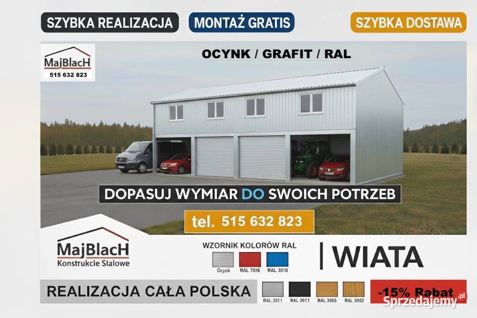 A08Garaż Blaszany Ocynkowany Wiata Hala Magazyn 35m2 Nowy Sącz sprzedam
