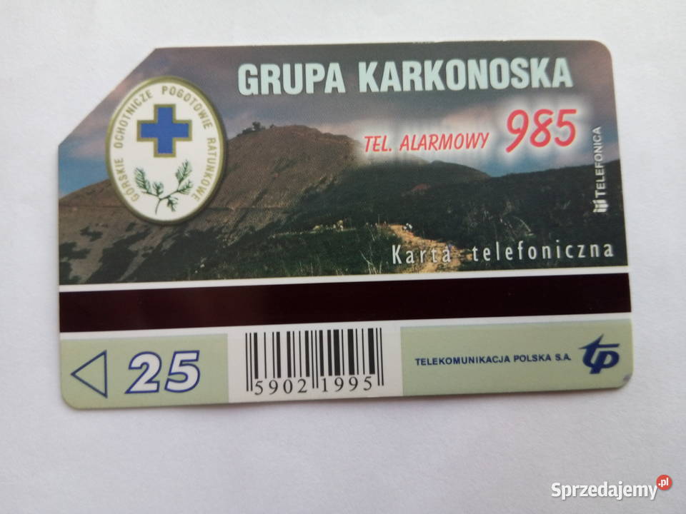 Karta telefoniczna przedstawiająca Sudecki GOPR