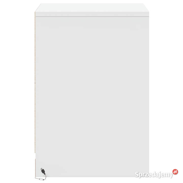 Szafka nocna z LED biała materiał drewnopochodny Nocne