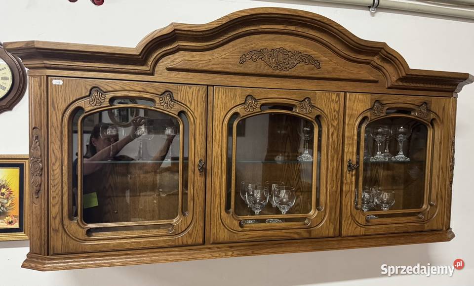 Zestaw dębowy komoda i witryna wisząca Ełk