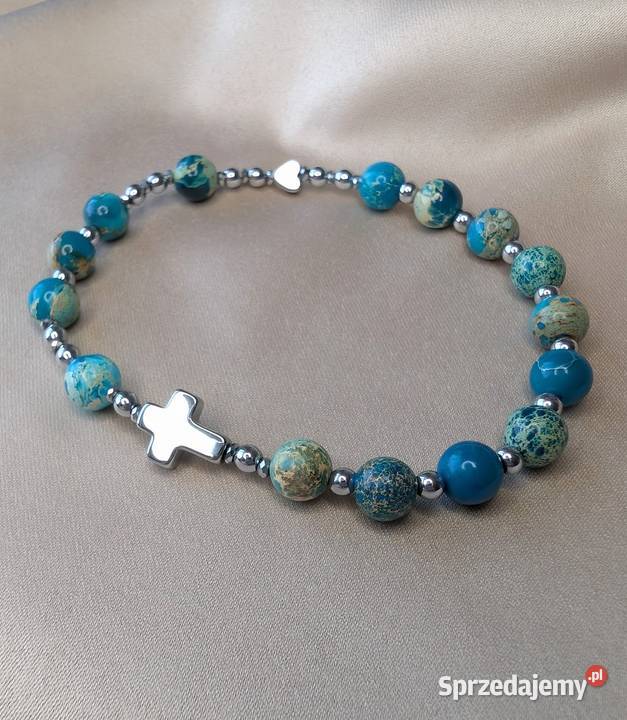 Bransoletka różaniec kamienie jaspis cesarski Katowice sprzedam