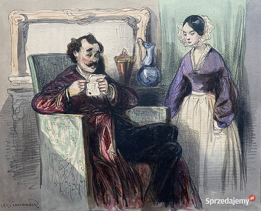 Oryginalna Litografia XIX w Paul Gavarni Satyra Warszawa sprzedam