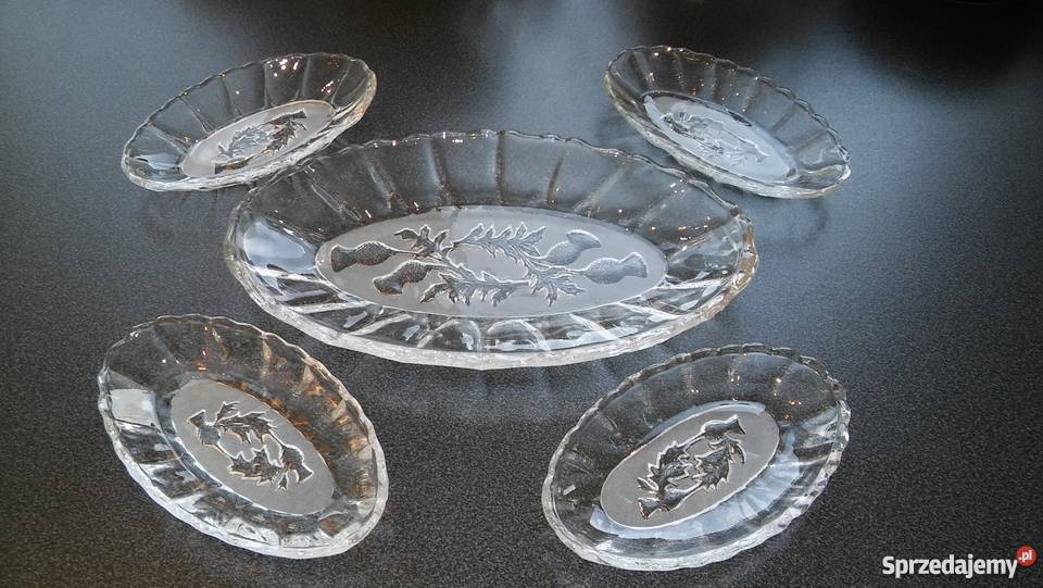 szkło półmisek osty hortensja polskie wzornictwo pomorskie Gdańsk sprzedam