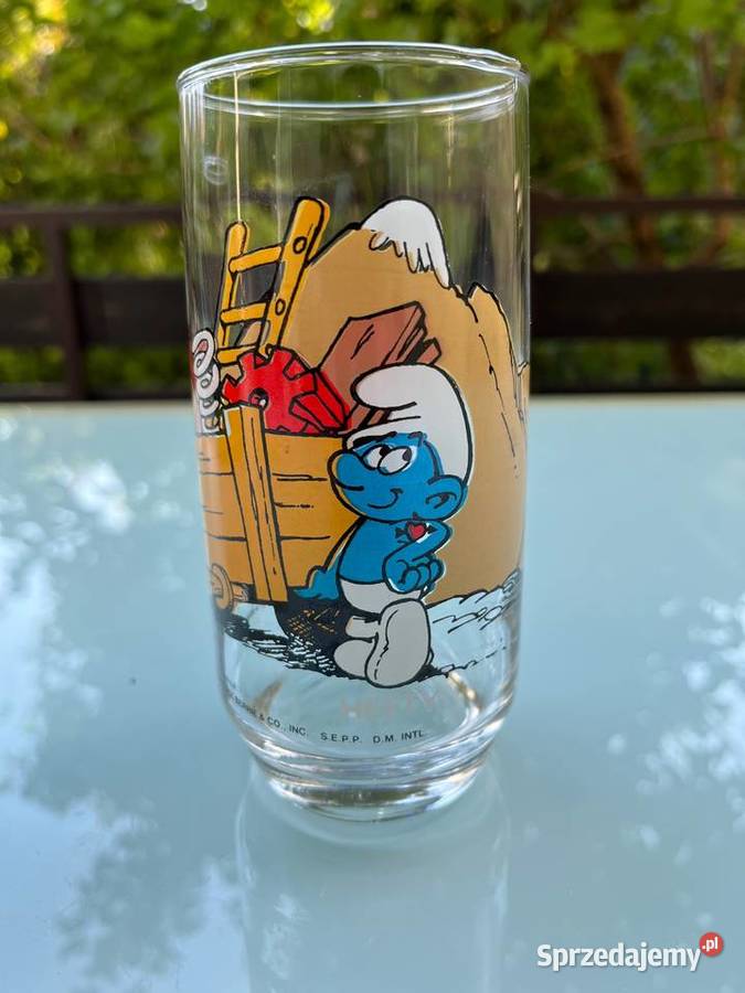Szklanki wysokie retro Smerfy Smurfs śląskie Mysłowice