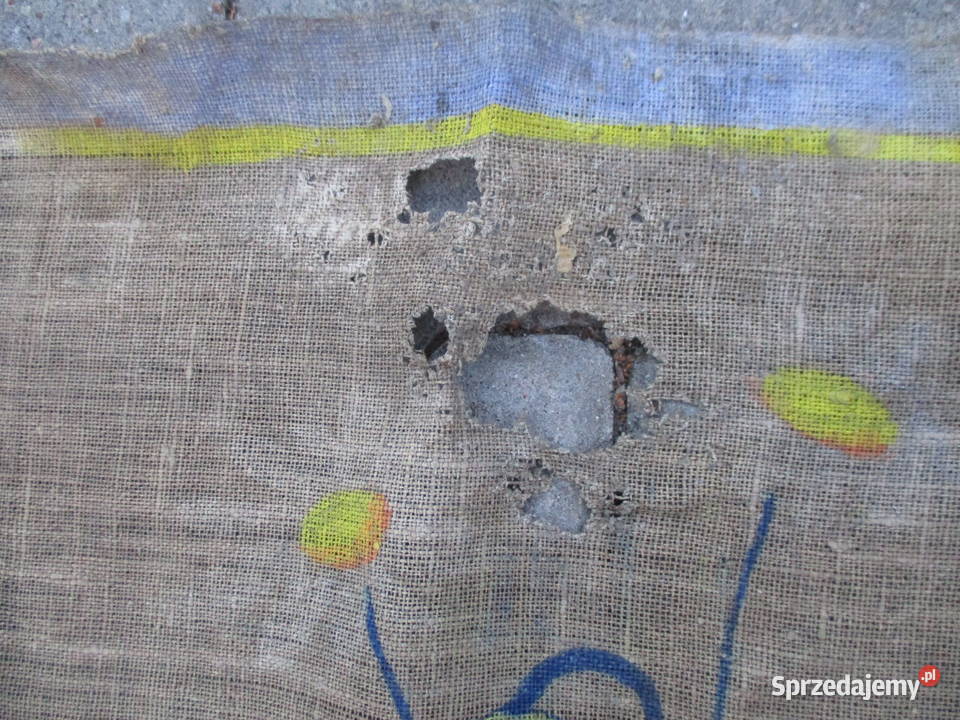 Stara Makata Tapiseria na Lnianym Szarym Płótnie