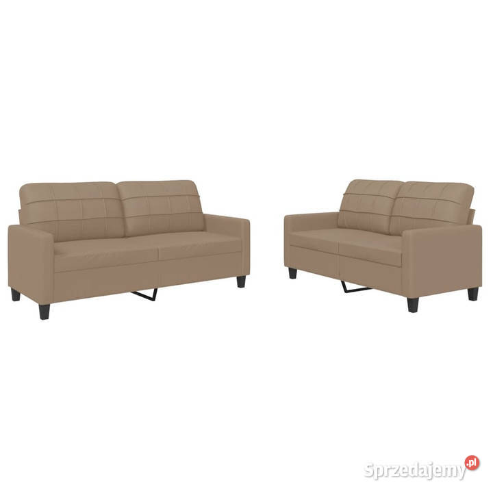2osobowa sofa z poduszkami cappuccino sztuczna