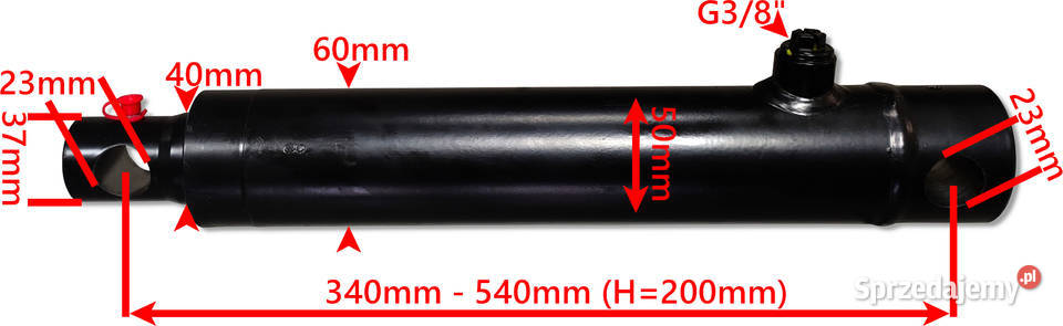 SIŁOWNIK Cylinder Hydrauliczny NURNIK 40x SKOK kujawsko-pomorskie Solec Kujawski