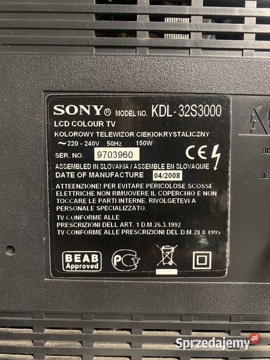 Tv Sony bravia kdl32s3000 32cale Łódź
