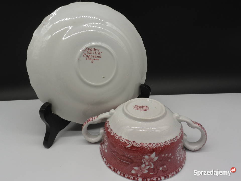 Angielska Bulionówka ze Spodkiem Spode Pink Porcelana i szkło Raszków
