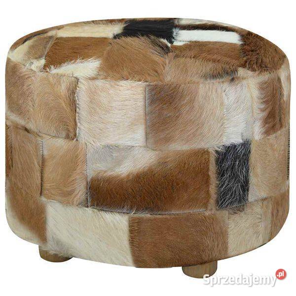 vidaXL Okrągły puf skóry koziej 50 x 50 x 45 mazowieckie sprzedam