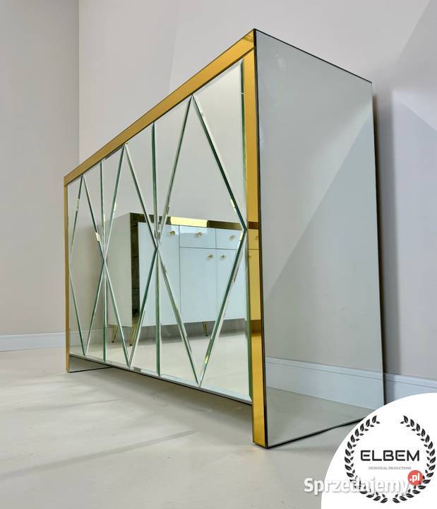 Komoda szklana biała złota ramka Glamour Warszawa sprzedam